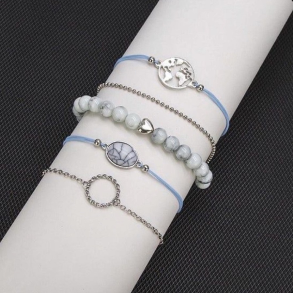 New Stacked Stone Boho Bracelet Set